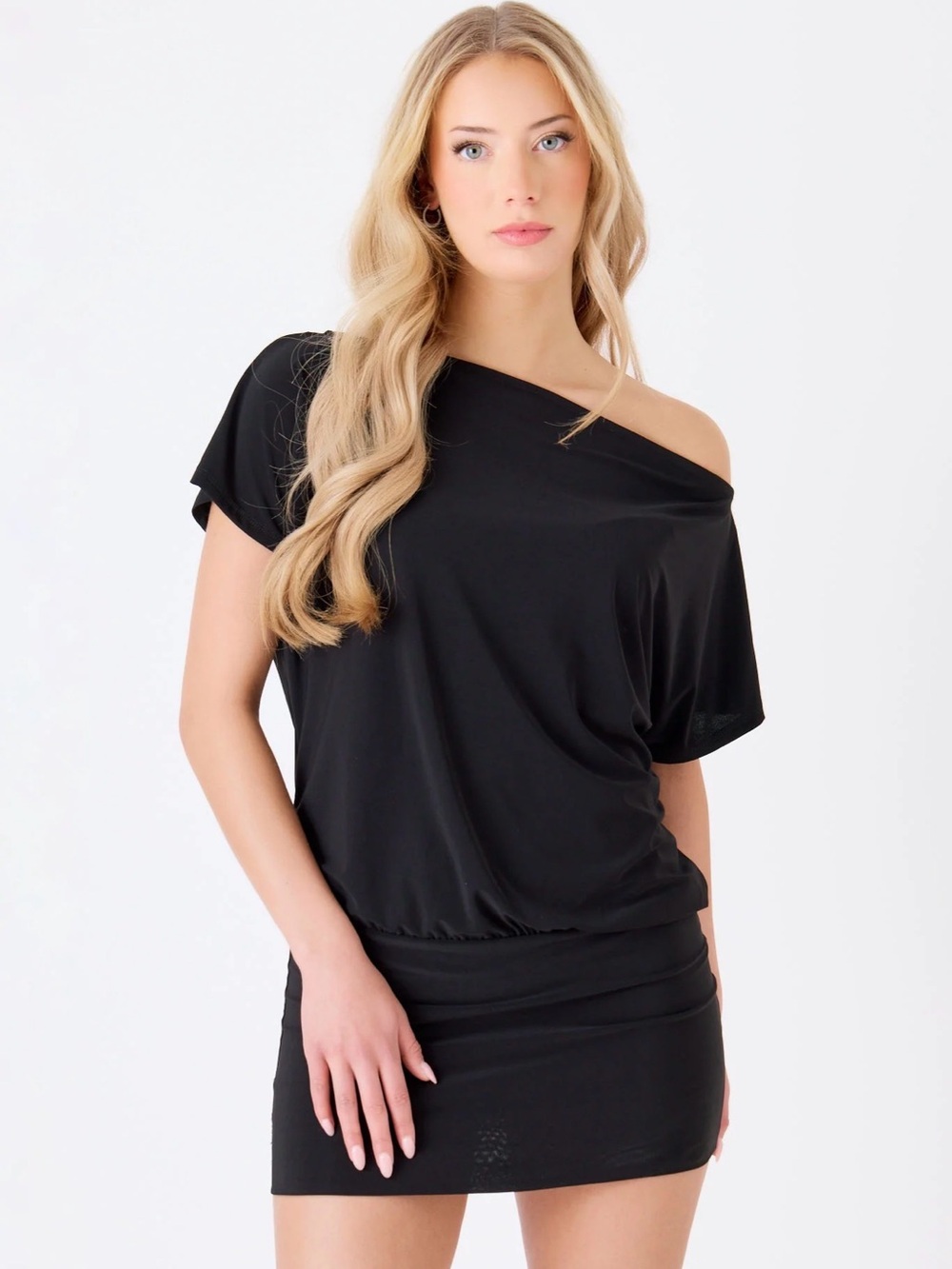 Derek Heart One-Shoulder Black Mini Dress